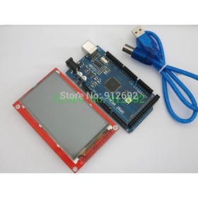 MEGA 2560 R3 ATmega2560-16AU Board For Arduino +3.5 Inch TFT LCD Screen Module free shipping