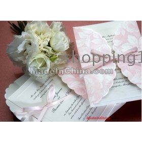  Custom B1021 pink Invitation card Wedding Invitations wedding card come with ribbon envelopes and sealed