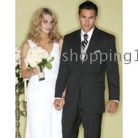 Fashion hot selling Custom  Groom Tuxedos men's wedding dresses (jacket pants vest tie kerchief )  