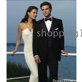 Hot sale Top-quality Custom  lor and size Groom Tuxedos men's wedding dresses (jacket pants vest tie kerchief ) NO.003 