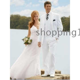 Hot sale Custom  Groom Tuxedos men's wedding dresses (jacket pants vest tie kerchief )  for free shipping