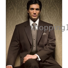 Drop shipping Hot sale Custom  Groom Tuxedos men's wedding dresses (jacket pants vest tie kerchief )  