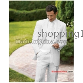 Fast shipping Groom Tuxedos men's wedding dresses (jacket pants vest tie kerchief ) 