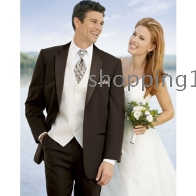 Drop shipping Hot sale Custom  Groom Tuxedos men's wedding dresses (jacket pants vest tie kerchief ) NO.001  