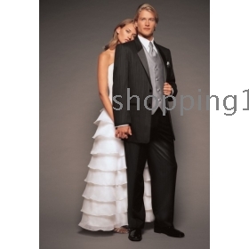 Drop shipping Hot sale Custom  Groom Tuxedos men's wedding dresses (jacket pants vest tie kerchief ) NO.005 