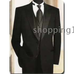 High quality Hot sale Custom  Groom Tuxedos men's wedding dresses (jacket pants vest tie kerchief )  