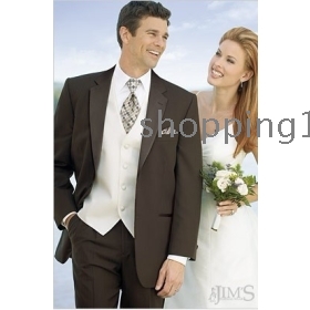 High quality men's Custom  Groom Tuxedos men's wedding dresses (jacket pants vest tie kerchief )  