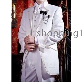 Quality man fashion Custom  Groom Tuxedos men's wedding dresses (jacket pants vest tie kerchief )  