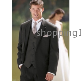 Top-quailty Su misura Groom Tuxedos men's wedding dresses (jacket pants vest tie kerchief )  