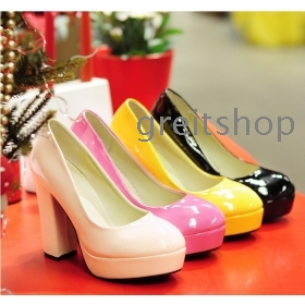2012  new rough with comfortable shoes round of color Korean agent shoes fashion high heels shoes EU size 34-39