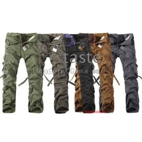 Wholesale - Men Multi-Pocket Cargo Pants Men's loose big yards tooling influx of men casual pants army green pants