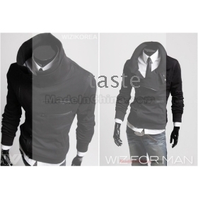 Wholesale -  South Korea Men's zipper Grey Hoodie Rider Jacket Coat Sweat Shirt Size:M/L/XL/XXL