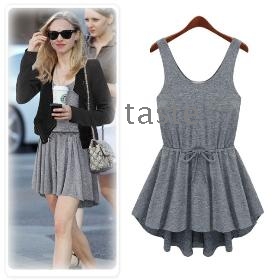 Free shipping -2013 New America sleeveless vest dress women's casual Dresses gray/Black 