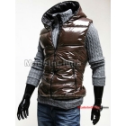Free shipping -2012 qiu dong han new cotton-padded clothes embroidery cultivate one's morality man upset coat sleeveless warm hooded cotton-padded jacket  brown