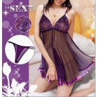 Wholesale - Sexy  Purple Dress+G-String sheer bustier Corsets 02