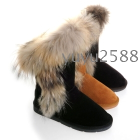 latest style boots FOX fur boots girl's boots shoes women's Snow Winter Boots