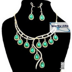 Green drops Zirconium stone design  wedding jewelry set evening dress  gown accessories