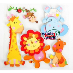 (No.F004) Animal 3D Cardboard Sticker Wall Door Room Sticker for Kids gift,50pcs/lot,free shipping