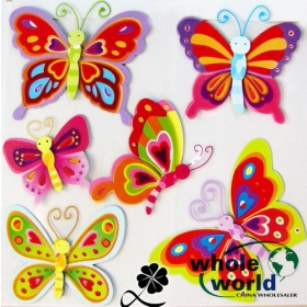 (No.F015) Cartoon Butterfly 3D Cardboard Sticker Wall Door Room Sticker for Kids gift,50pcs/lot,free shipping