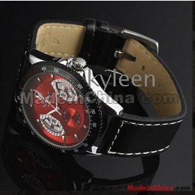 Free shipping fashion back through automatic mechanical watch man YunDongBiao leather strap watch of wrist watch 