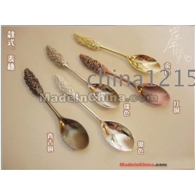 19 kinds of style  carved coffee spoon, cream spoon 20pcs     ghgh9