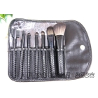 7pcs  Cosmetic Tool Makeup Brush Set Kit With Roll Up Black  Leather Bag Case#106