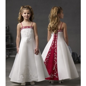 Custom-made Lovely red/ivory Flower Girl dress all size color free 
