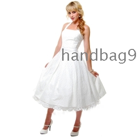 2012 Short Prom Dresses Off White Cotton Eyelet Flirty Halter Swing Dress