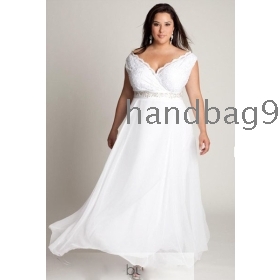 Fabulous V-neck Ankle-length  Embellishing Plus Size Wedding Dresses 