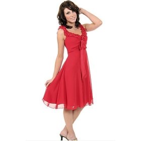 Red bridesmaid dresses knee length