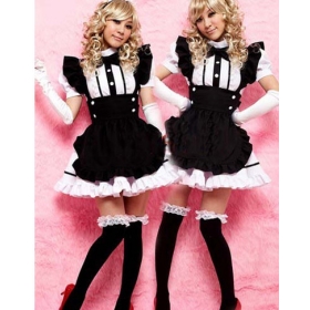 Free Shipping Cosplay Dresses Hot Sale Fashion Ladies Sexy Akihabar Cosplay Maid Outfit Hotel Dress Black S Q10051105