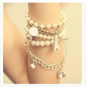 Hot Sale Womens Bracelet Fashion Tower Pearls  Embellished Bracelet YW12040812