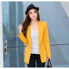 Free Shipping 2013 New Arrival Vogue Plus Size One Button Design Long Sleeve Coat Yellow Jackets Blazers  S-3XL