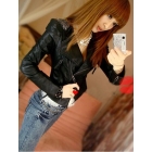 Wholesale Zipper Design Fashion Style Leather Jacket Black PU ONE SIZE