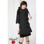 Women's Coat NEW arrivals HOT Fashionable Half Sleeve Black Long Coat JR089