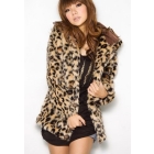 Free Shipping Womens Long Sleeve Coats Outwears Tops Sexy Leopard Winter Fur Coat Hooded U10081916