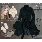 Lady Korean Style Autumn-Winter Buttoned Designed Long Coat    size:S,M,L      black    JR0020-2