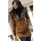 Zipper Decorate Thicken Hooded Coat Ochre Hot Sale Womens Long Sleeve Jackets Outwears Tops JR12819-2