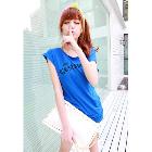 New Arrival Fashion Casual Glasses Skull Letters Printed T-shirt Blue WD13042322-1