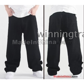 2012 new style Men's Cool Hiphop Pure Jeans Pants Full Size28-44 black/red/brown via china post air 