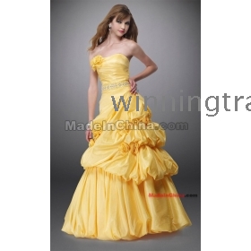 2012 new style Taffeta strpless beading party dress Evening Gowns empire Prom Dresses with handmade flower