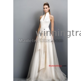 Custom  Halter  Floor-Length Sweeping Wedding Dresses 2012 New Style for 