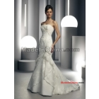  2012 Organza Mermaid Straight Neckline Strapless with Ruffles and  Appliques Zipper back Wedding Dress