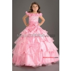 2012 elegant modern a line handmade flower ribbon waist flower girl dress ball gown flower girl dresses