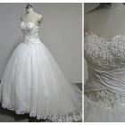 2013 new style A-line Sweetheart Sleeveless Beading Ribbon Tulle And Lace Wedding Dresses