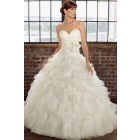 Free shipping !Strapless Brush Satin Organza  Gowns Custom-made A-Line Sweetheart wedding dresses