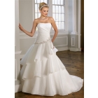 Free shipping !Custom-made strapless white organza embroidery  Gowns A-Line Chapel train Wedding Dresses