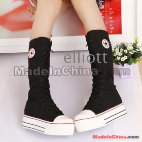 Wholesale -Korean zipper high boots thick crust muffin high-top shoes within the higher canvas female boots