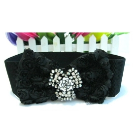  free shipping Fashion  enchase water drill  flower bowknot women girdle adorn waist belt.