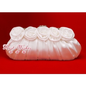 Wholesale free shipping  lady evening party bag crystal rhinestone bags handbag purse silk rose bride wedding clutch 